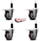 Service Caster 3.5'' Maroon Poly Swivel 1-1/4'' Expanding Stem Caster Set Total Lock Brake, 4PK SCC-EXTTL20S3514-PPUB-MRN-114-4 - alternate 2